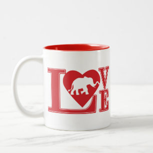 Caneca De Café Em Dois Tons Elefantes do Amor
