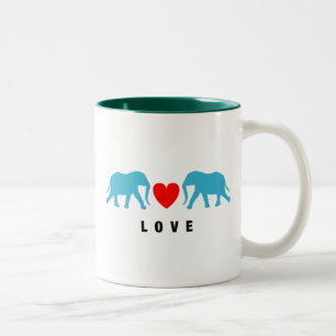 Caneca De Café Em Dois Tons Elefantes no amor