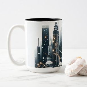 Caneca De Café Em Dois Tons Elegância de Férias em Nova York - Natal Personali