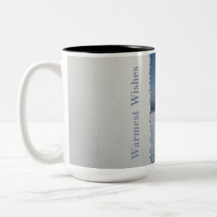 Caneca De Café Em Dois Tons Elegância de Floco de Neve Prateado