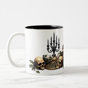 Caneca De Café Em Dois Tons Elegância Gótica Escura. Arco impressionante