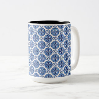 Caneca De Café Em Dois Tons Elegant blue& white Moroccan  pattern 
