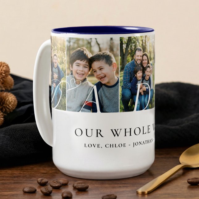 Caneca De Café Em Dois Tons Elegant Daddy Photo Collage Fathers Day keepsake (Elegant Daddy Photo Collage Fathers Day keepsake Two-Tone Coffee Mug)