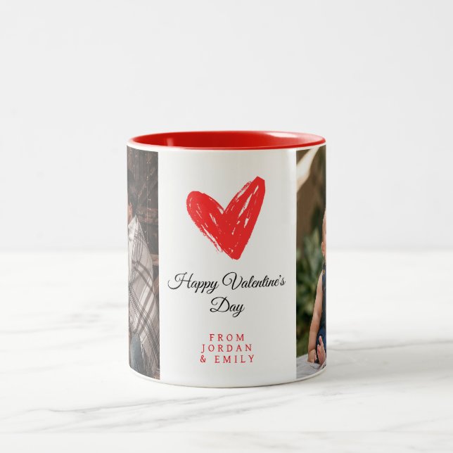 Caneca De Café Em Dois Tons Elegant Heart Happy Valentine's Day Photo (Centro)