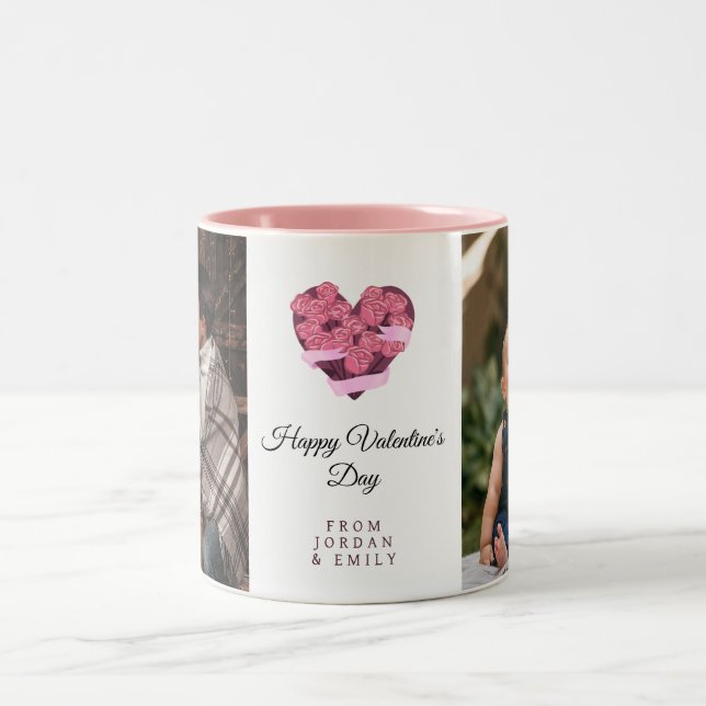 Caneca De Café Em Dois Tons Elegant Heart Happy Valentine's Day Photo (Centro)