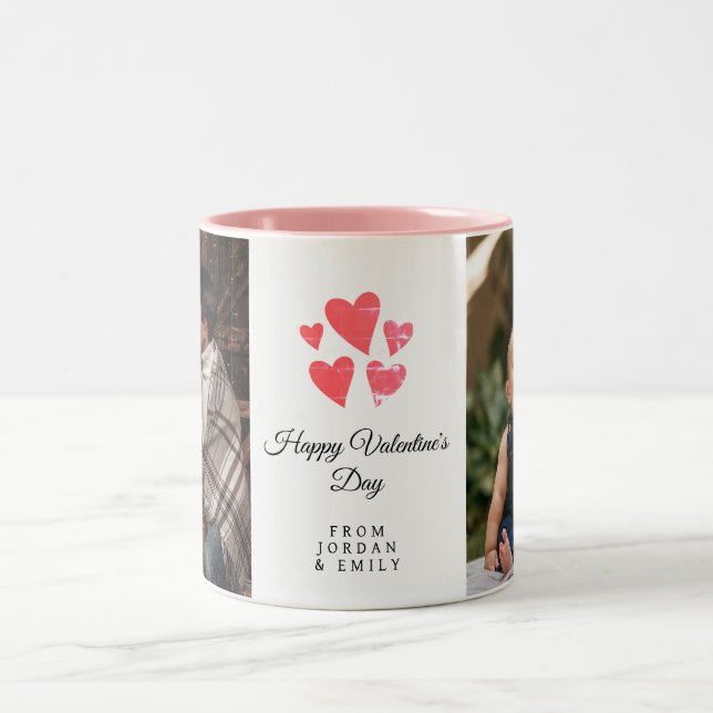 Caneca De Café Em Dois Tons Elegant Heart Happy Valentine's Day Photo (Centro)
