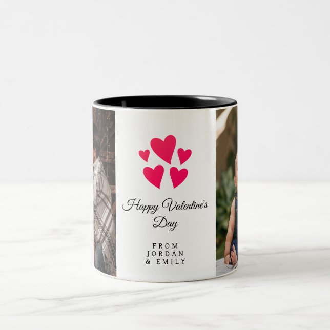 Caneca De Café Em Dois Tons Elegant Heart Happy Valentine's Day Photo (Centro)