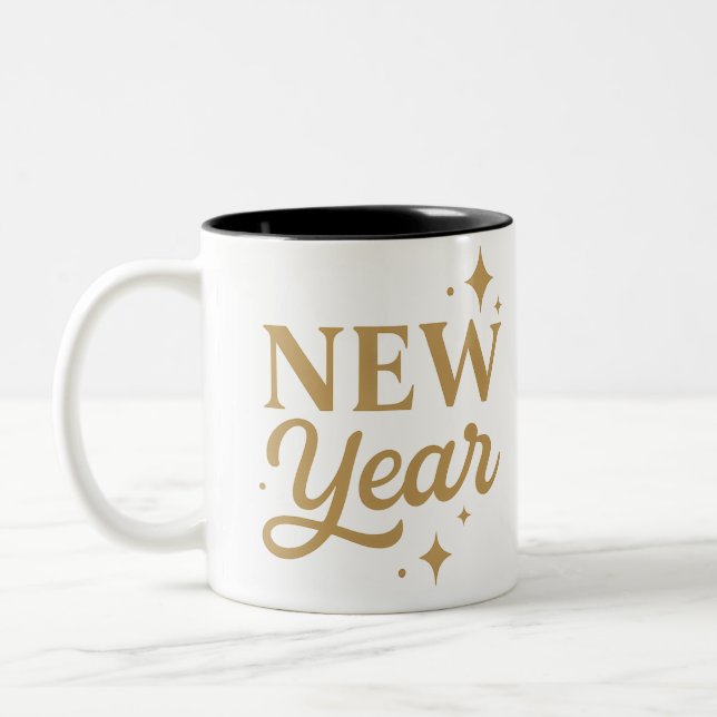 Caneca De Café Em Dois Tons Elegant New Year (Esquerda)