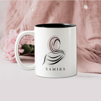 Caneca De Café Em Dois Tons Elegant Personalized Name Hijab Mug | Quran 7:26