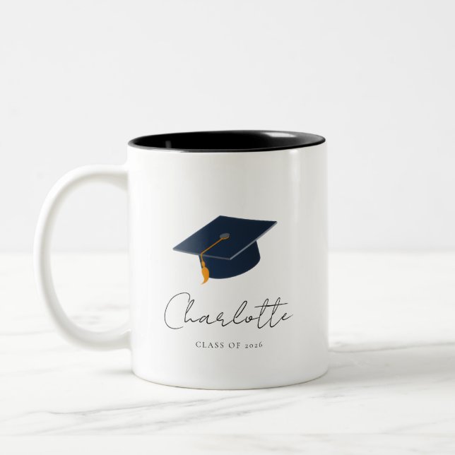 Caneca De Café Em Dois Tons Elegant Typographic Graduation Keepsake (Esquerda)