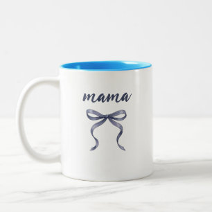 Caneca De Café Em Dois Tons Elegante Arco de Aquarela Azul Empoeirado Mamãe Pe