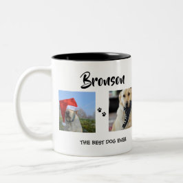 Caneca De Café Em Dois Tons Elegante | Cachorro | 4 Colagem de Fotos