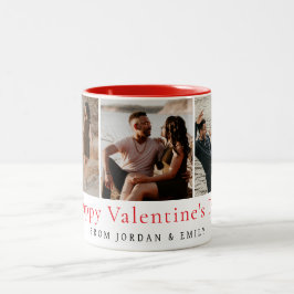 Caneca De Café Em Dois Tons Elegante Corações Vermelhos Feliz Dia dos Namorado