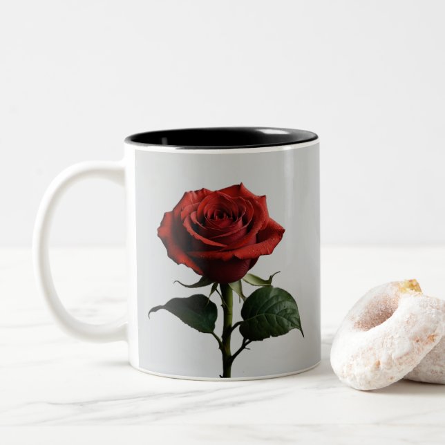 Caneca De Café Em Dois Tons Elegante Crimson Rosa (Com Donut)