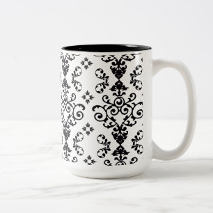 Caneca De Café Em Dois Tons Elegante Damask