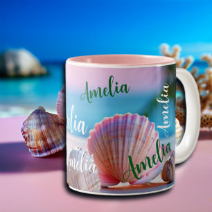 Caneca De Café Em Dois Tons Elegante de Verão Personalizado
