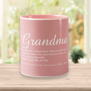 Caneca De Café Em Dois Tons Elegante Definição de Avó em Rosa Poeirento