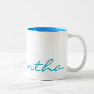 Caneca De Café Em Dois Tons elegante e moderno chic trendy monograma teal