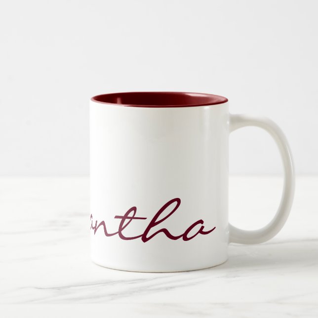 Caneca De Café Em Dois Tons elegante e simples trendê digital monograma vermel (Direita)