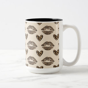 Caneca De Café Em Dois Tons Elegante estampa de onça bege e preto