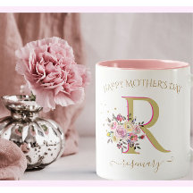 Elegante Floral Dourado Cor-de-Rosa, Nome do Monog