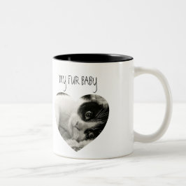 Caneca De Café Em Dois Tons Elegante | Gato | Foto Coração Café de Duas Cores