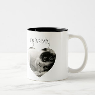 Caneca De Café Em Dois Tons Elegante Gato Foto Coração Café de Duas Cores