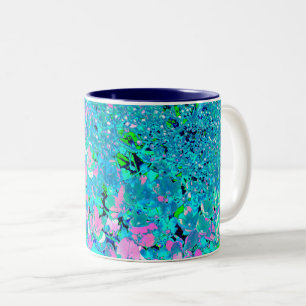 Caneca De Café Em Dois Tons Elegante Hortênsia Limelight Rosa e Azul