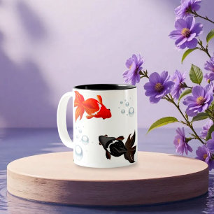 Caneca De Café Em Dois Tons Elegante Koi Fish Zen Design - Japonês pacífico A
