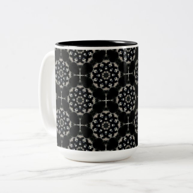 Caneca De Café Em Dois Tons Elegante Mandala (Frente Esquerda)