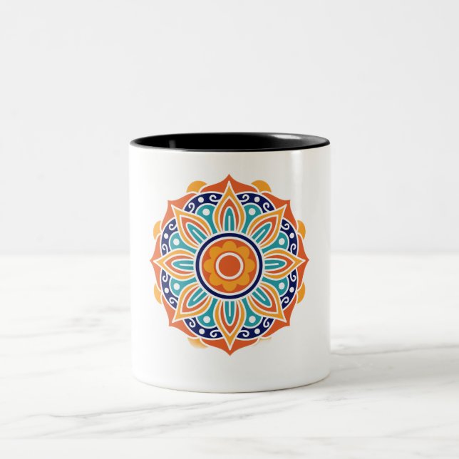 Caneca De Café Em Dois Tons Elegante Mandala Cerâmica Mug Perfect Gift para Ar (Centro)