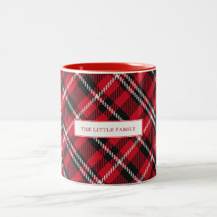 Caneca De Café Em Dois Tons Elegante Plaid Colorido de Natal Personalizado