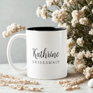 Caneca De Café Em Dois Tons Elegante proposta de damas de honra em letra cursi