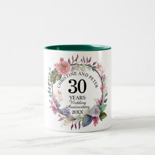 Caneca De Café Em Dois Tons Elegante Qualquer Casamento (30) Floral Aniversári