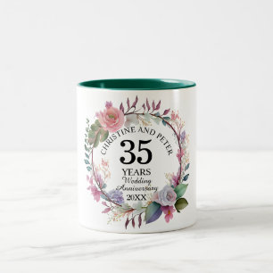 Caneca De Café Em Dois Tons Elegante Qualquer Casamento (35) Floral Aniversári