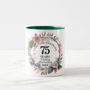 Caneca De Café Em Dois Tons Elegante Qualquer Casamento (75) Floral Aniversári