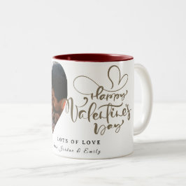 Caneca De Café Em Dois Tons Elegante Tipografia Feliz Dia dos Namorados 1 Foto