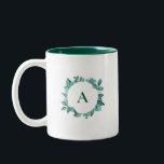 Caneca De Café Em Dois Tons Elegante Verde Molerado Monograma de Aquarela<br><div class="desc">Um belo verde teal faz uma declaração elegante. Você pode personalizar com suas informações e mudar o texto.</div>