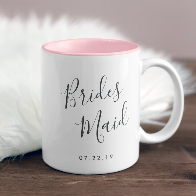 Caneca De Café Em Dois Tons Elegantemente Pened | Bridesmaid (Criador carregado)