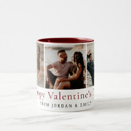 Caneca De Café Em Dois Tons Elegantes Corações Vermelhos Feliz Dia dos Namorad