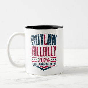 Caneca De Café Em Dois Tons Eleições Vintage Fora da Lei Hillbilly Bandeira do