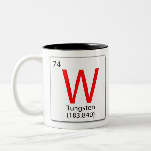 Caneca De Café Em Dois Tons Elemento químico azulejo W Tungstênio