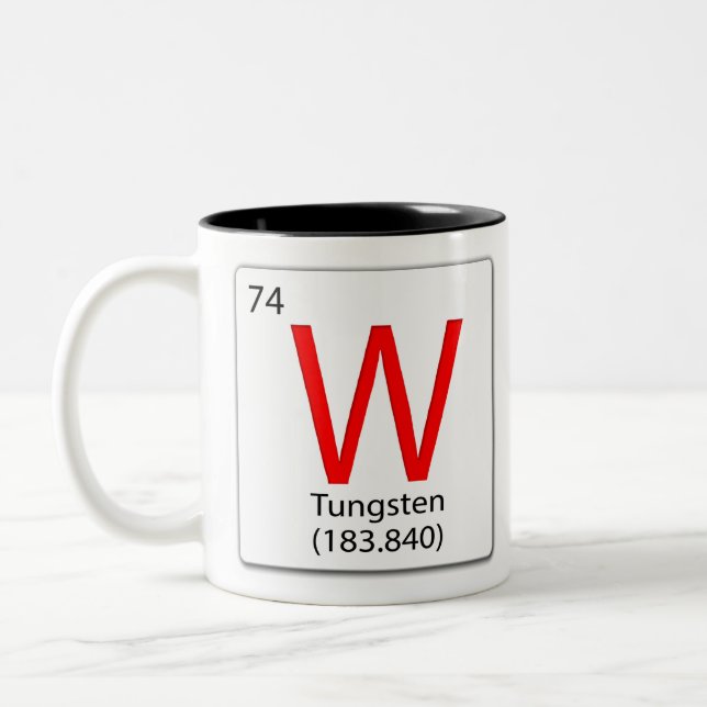 Caneca De Café Em Dois Tons Elemento químico azulejo W Tungstênio (Esquerda)