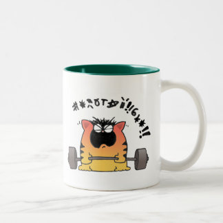Caneca De Café Em Dois Tons Elevador gordo do peso do gato