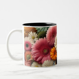 Caneca De Café Em Dois Tons Eleve Seu Espaço Colorido Gerbera Daisy Floral
