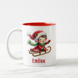 Caneca De Café Em Dois Tons Elf de Natal Bastante Personalizado