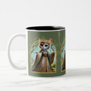 Caneca De Café Em Dois Tons Elf Feline Fantasy Adventure