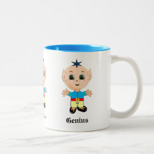 Caneca De Café Em Dois Tons Elf Genius Bonito e Caligrafia