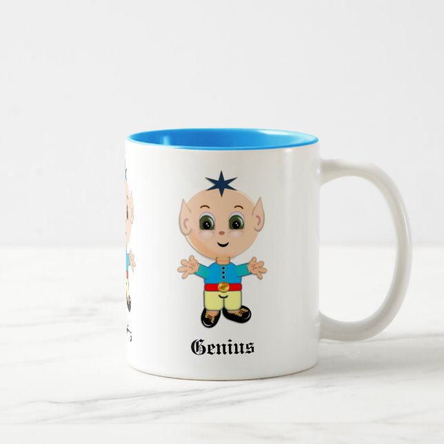 Caneca De Café Em Dois Tons Elf Genius Bonito e Caligrafia (Direita)