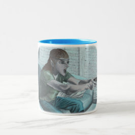 Caneca De Café Em Dois Tons Elf Video Gamer Boss Luta Fantasy Art Coffee Mug